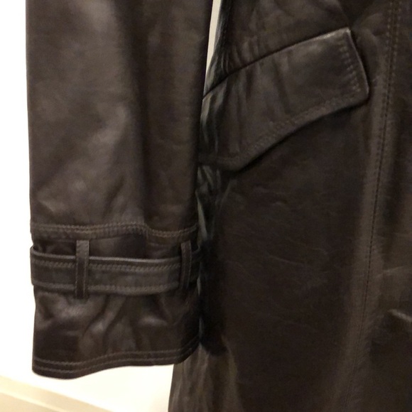 Cole Haan Women's Espresso  Lambskin Leather Hidden Button Down Jacket Coat Sz M - Picture 4 of 17